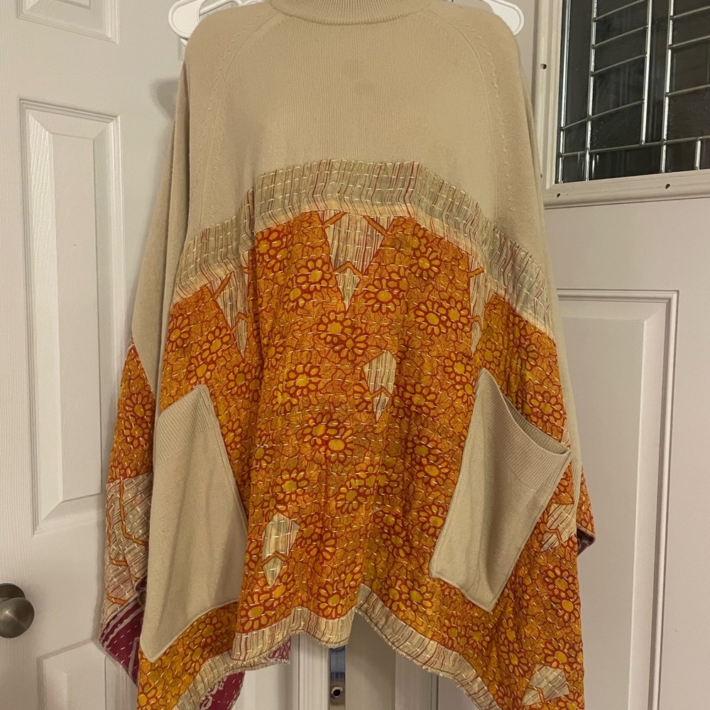 Kantha Quilted Patchwork Pullover Boho Oversized … - image 1